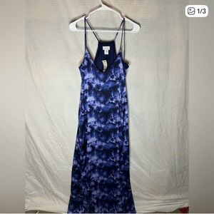 Nicole Miller Navy Tie-Dye Maxi Dress